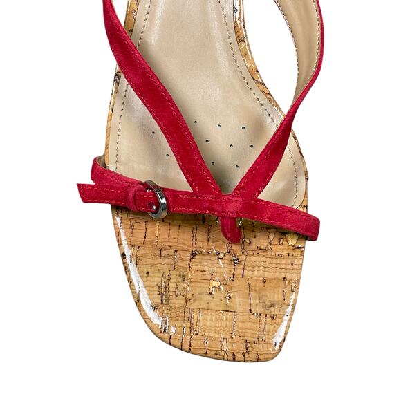 NYDJ Glam Strappy Sandals Women's 10 Wide Block Heel Red Slip-on Dainty Nautical - Picture 3 of 11
